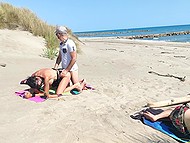 Hottie with round tits drilled by stranger in doggystyle while hubby is napping on the beach 10