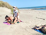 Hottie with round tits drilled by stranger in doggystyle while hubby is napping on the beach 8