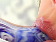 Young woman wags ass and spreads legs, then fucks herself exploiting a curly sex toy 8