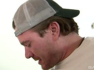 Girl with skinny body in stockings has oral and vaginal sex to ejaculation on the belly 4