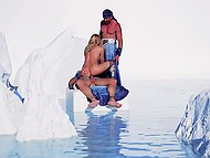 Desirable Turkish mommy has a nice passionate threesome outside and gets cum in her mouth  9