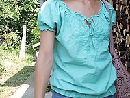 Two seductive sluts give each other cunnilingus right on the porch of their house 11