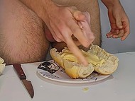 Bread, ham, mayonnaise, tomato, and penis are the ingredients the guy needs to make a sandwich 9
