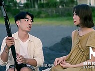 Skinny Asian girl allows cute friend to stay for the night and have sex with her in bed 5