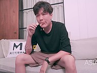 Asian agrees to give blowjob to new neighbor if he doesn't tell anyone how she masturbates 4