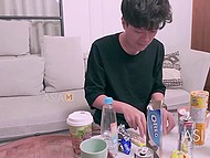 Asian agrees to give blowjob to new neighbor if he doesn't tell anyone how she masturbates 6
