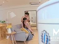 Oriental teen in white stockings knows what photographer wants and makes it with him 9