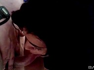 Boys touch the brunette chick's private parts because they want to drill her together 6