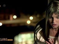 Skinny slut gets analyzed by lover in the corridor while her tiny friend masturbates alone at home 8