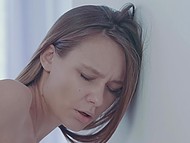Beautiful gymnast undresses as soon as possible to treat herself to a pleasant finger masturbation 9