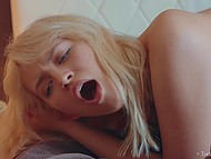 Thoughts about boyfriend's cock make chesty blonde babe in mood for solo masturbation on the bed 8