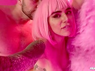 Sweet girl in pink strips for BF's camera and blows his massive dick before fucking 11