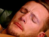 Hotties Myli and Niky Black dragged into group sex during which they get double penetrated and facialized 9