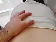 In the morning, Romanian guy convinces wife to have quick fuck on the bed in doggystyle 4