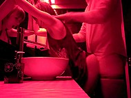 Excited nymph enjoys public sex with boyfriend in doggystyle right in the toilet of a nightclub 4