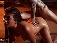 Slutty brunette banged by inked BF after taking part in blowbang with several horny strangers 10