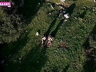 Greek cops stop car and drag sexy driver and her passenger into crazy outdoor foursome 11