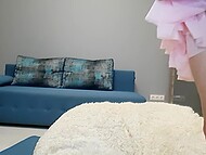 Horny shemale profusely cums while jerking off having his ass fucked by the young woman 6