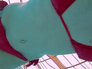 Young dark-haired babe Katy swims in the pool demonstrating her small tits and gorgeous ass 4