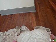 Filthy nerdy redhead with glasses blows and swallows the dude's manhood like a pro 5