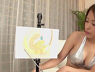 Busty Asian lassie in sexy swimsuit tells what she needs to be caressed for her to squirt 5