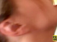 Chubby housewife in stockings permits imperious man to facefuck her and to bang her wet cunny 6