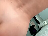 Two dirty-minded young sluts take a mature man to the toilet to blow and fuck him there  11