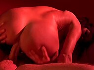 Two studs enjoy blowjob from lustful strippers and fuck the brains out of them at the empty club  4