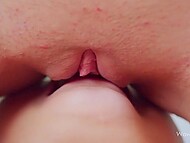 Young long-haired nymphos kiss and lick pussies while fingering them during lesbian sex  9
