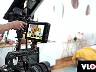 Babe in sexy lingerie needs porn-video for her vlog and invites boyfriend to fuck her on cam  5