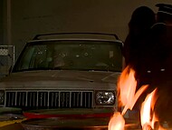 Two German soldiers use dirty whores for hardcore fucking outdoors and burn them in the car  11