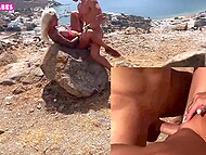 Greek blonde enjoys having sex with handsome boyfriend on the beach and other public places 10