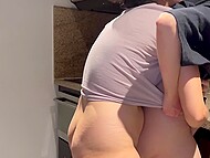 Impudent chick distracts innocent roommate from washing dishes and drags her into ardent lesbian sex 8