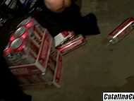 Horny blonde is not shy to get screwed by her boyfriend in the local shop or other public places 10