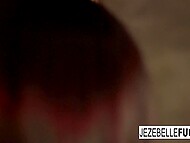 Hottie with strange makeup Jezebelle Bond enjoys solo masturbation with a glass dildo 10