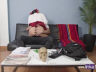 Cute naughty schoolgirl with glasses prefers having sex with her new friend to studying  5