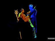 Good-looking princess from Earth enjoys passionate lovemaking with blue-skinned king of Atlantida 6