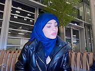 Black and white guys hit on Arab woman with big tits and tattoos for double penetration 5