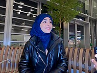 Black and white guys hit on Arab woman with big tits and tattoos for double penetration 6