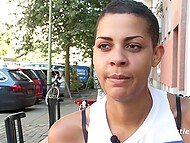 Short-haired wench agrees to pose for the camera when fingering her wet pussy on alone 8