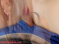 Black-haired MILF Mandy Flores facialized after taboo encounter with horny stepson in hotel room 9
