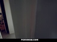 Brunette MILF with huge boobs Brooke Beretta teaches stepson how to please a real woman 4