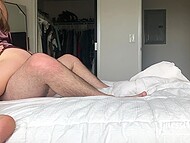 Girl sits on friend with legs spread and receives the penis inside as well as sperm 8