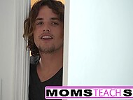 Turned on blonde keenly makes stepdaughter suck dick and give pussy to the athletic fucker 4