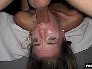 Skinny minx with small tits roughly drilled in darkened bedroom before receiving all cum in mouth 6