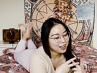 Amateur Asian cutie poses for the camera and demonstrates the way she uses her sex toys  8