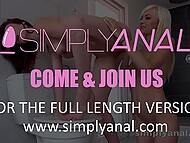 Adorable lesbian girlfriends worship each other's tight asses and stick anal plugs into them 11