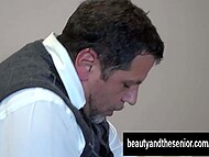 Mature teacher remains alone at home with cute student and gets seduced by her 9