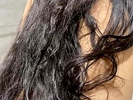 Slim brunette with glasses doesn't mind having sex with horny boss right in the office toilet 10
