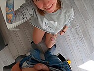 Polish teen invites guy with shovel home to suck him off and receive the portion of sperm 4